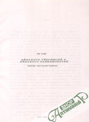 Kňazstvo všeobecné a kňazstvo hierarchické - Duda Ján