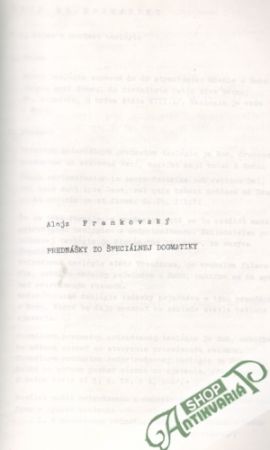Prednášky zo špeciálnej dogmatiky - Frankovský Alojz