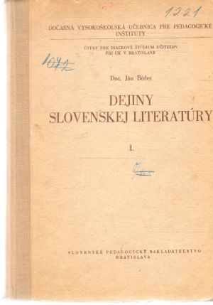 Dejiny slovenskej literatúry I. - Béder Ján