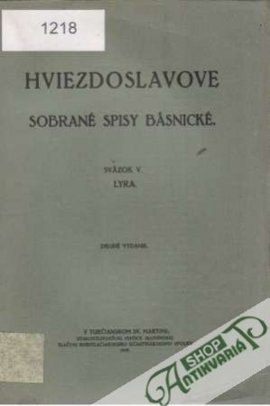 Sobrané spisy básnické V.- Lýra - Hviezdoslav Pavol Országh