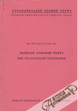 Nemecké odborné texty pre filologické disciplíny - Valiska Jurij