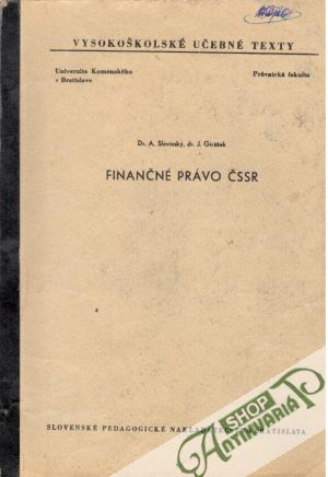 Finančné právo ČSSR - Slovinský, Girášek