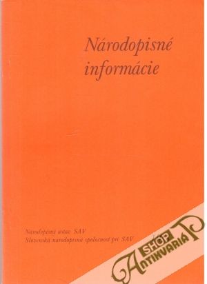 Národopisné informácie 1/1985 - Kolektív autorov