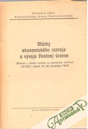 Otázky ekonomického rozvoja a vývoja životnej úrovne - Lenárt Jozef