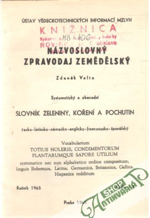 Názvoslovný zpravodaj zemědělský - Valta Zdeněk