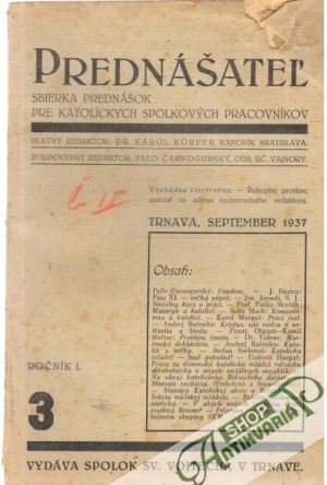 Prednášateľ 3/1937 - Korper Karol