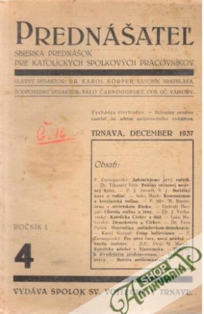 Prednášateľ 4/1937 - Korper Karol
