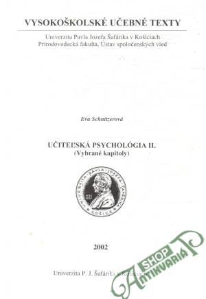 Učiteľská psychológia II. - Schnitzerová Eva