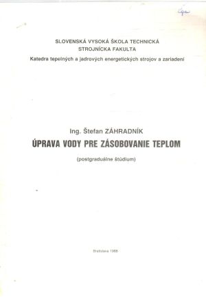 Úprava vody pre zásobovanie teplom - Záhradník Štefan