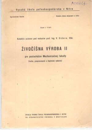 Živočíšna výroba II. - Sidora V. a kolektív