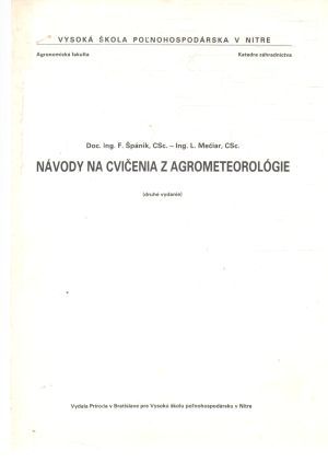 Návody na cvičenia z agrometeorológie - Špánik, Mečiar