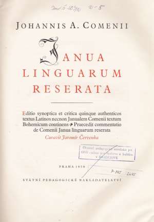 JANUA LINGUARUM RESERATA - Comenii J.A.