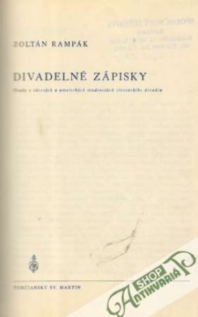 Divadelné zápisky - Rampák Zoltán