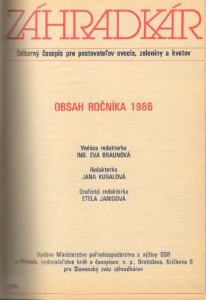 ZÁHRADKÁR - ROČNÍK 1986 - Kolektív autorov