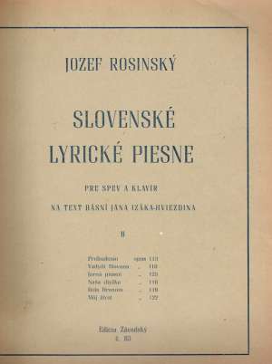 SLOVENSKÉ LYRICKÉ PIESNE II. - Rosinský J.