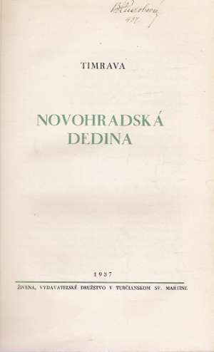NOVOHRADSKÁ DEDINA - Timrava Božena Slančíkova