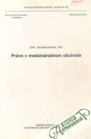 Právo v medzinárodnom obchode - Keselá Jaroslava