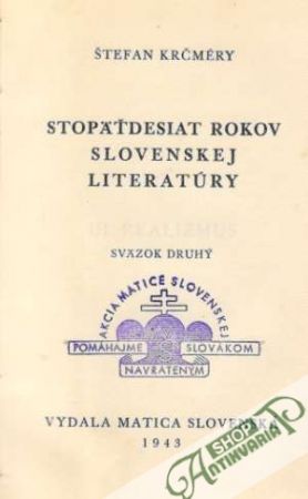 Stopäťdesiat rokov slovenskej literatúry - Krčméry Štefan