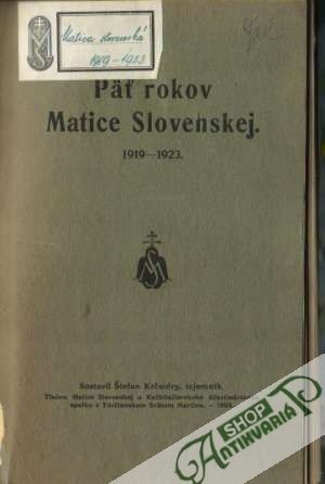 Päť rokov Matice Slovenskej - Krčméry Štefan