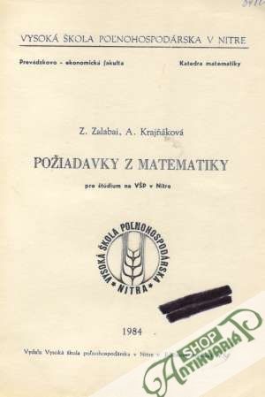 Požiadavky z matematiky pre štúdium - Zalabai Zoltán a kolektív