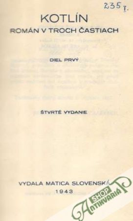 Kotlín I. - Vajanský Svetozár Hurban