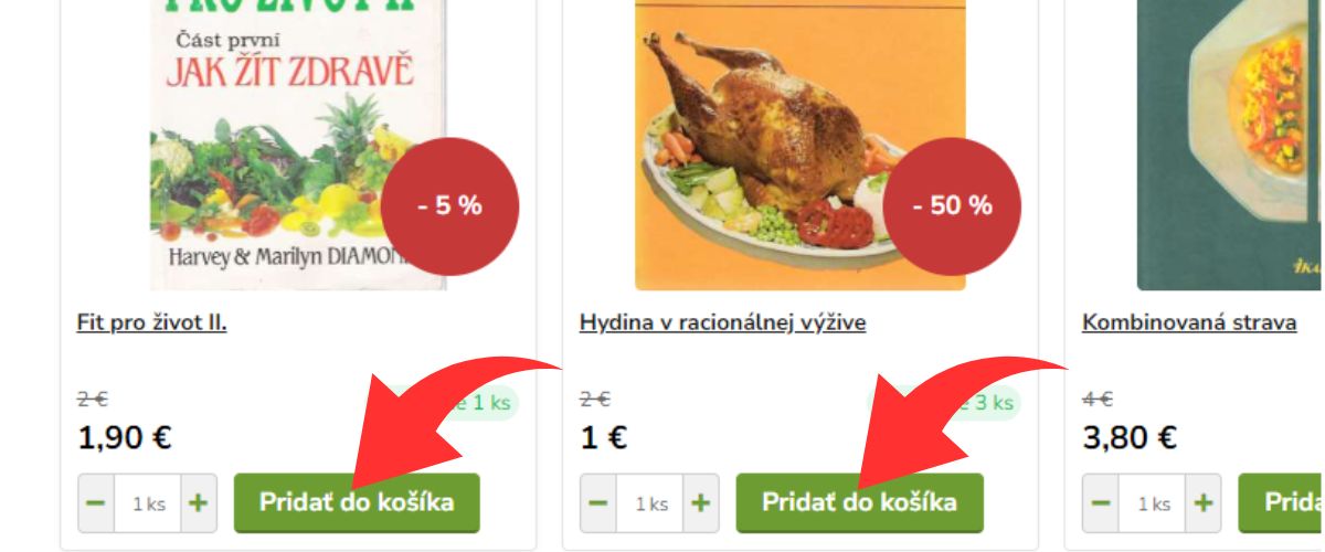 Pridanie knihy do košíka